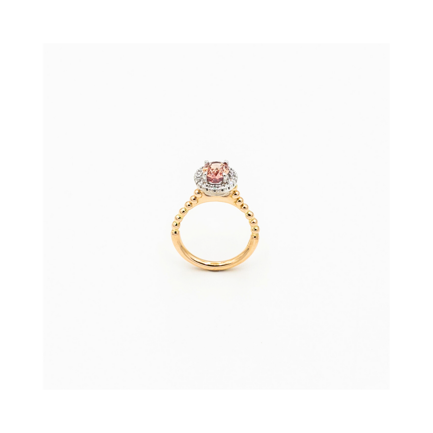 Peach Sapphire & Diamond Ring Handcrafted Pania Fine Jewellery Australia