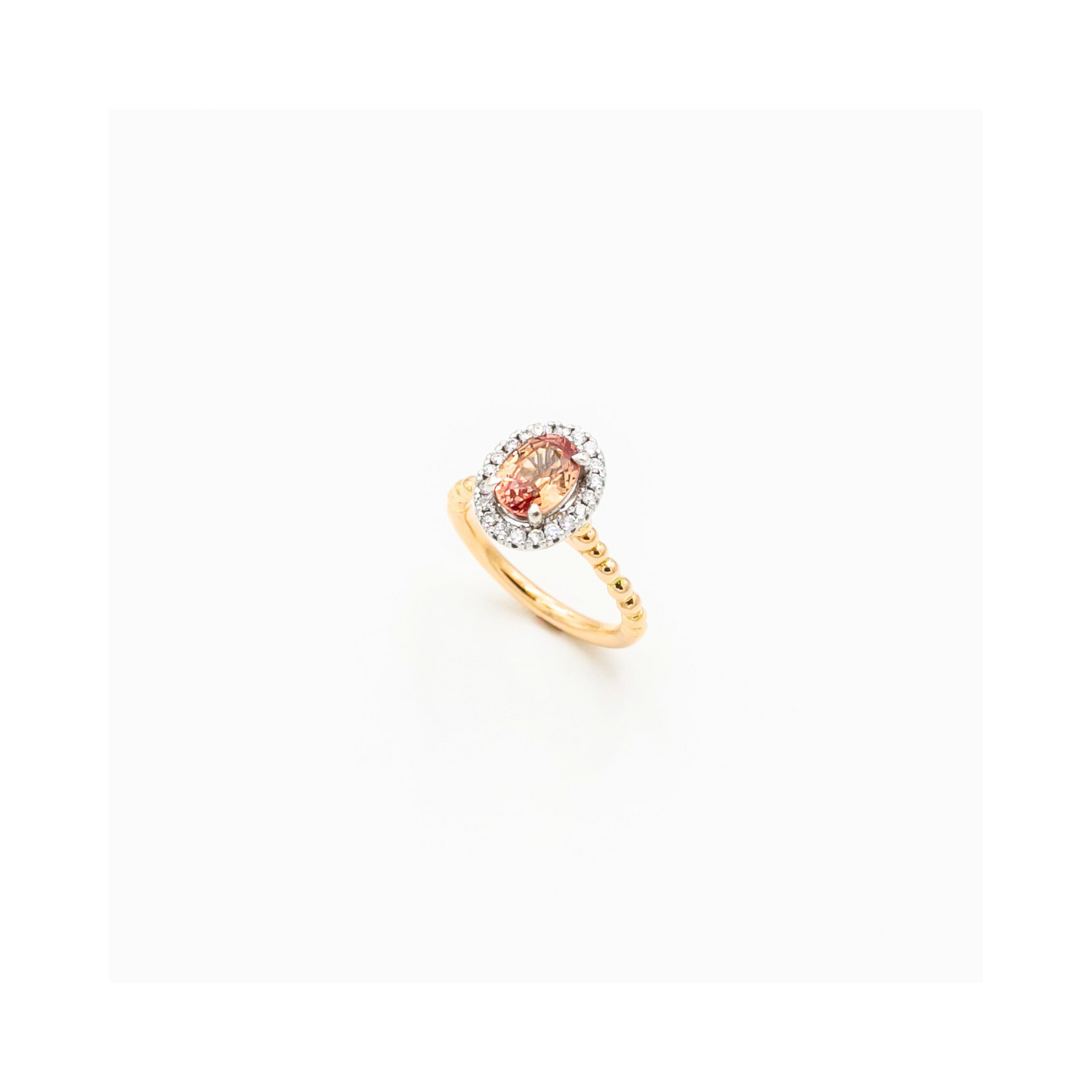Peach Sapphire & Diamond Ring Handcrafted Pania Fine Jewellery Australia