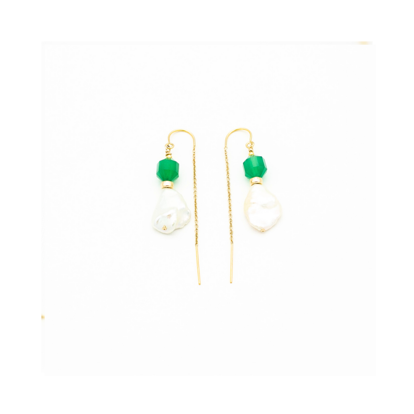 Keshi Pearl and Agate Drop Earrings
