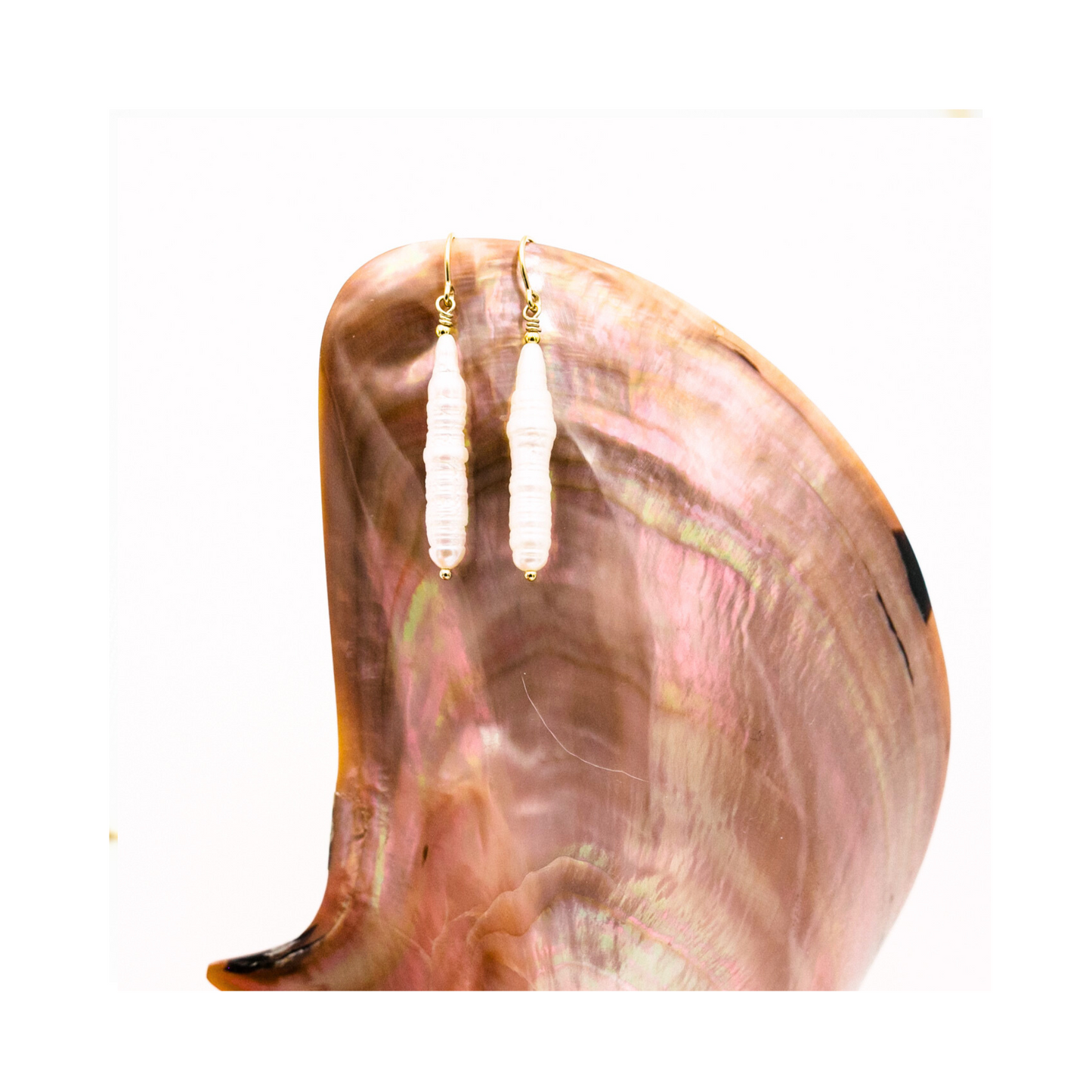 Biwa Pearl Drop Earrings Pania Fine Jewellery Australia