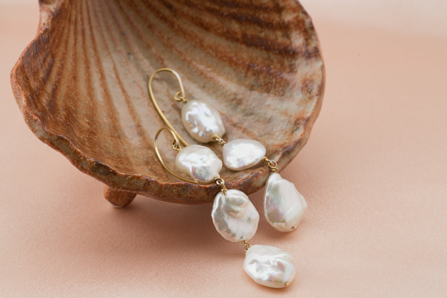 Keshi Pearl Trio Drop Earrings