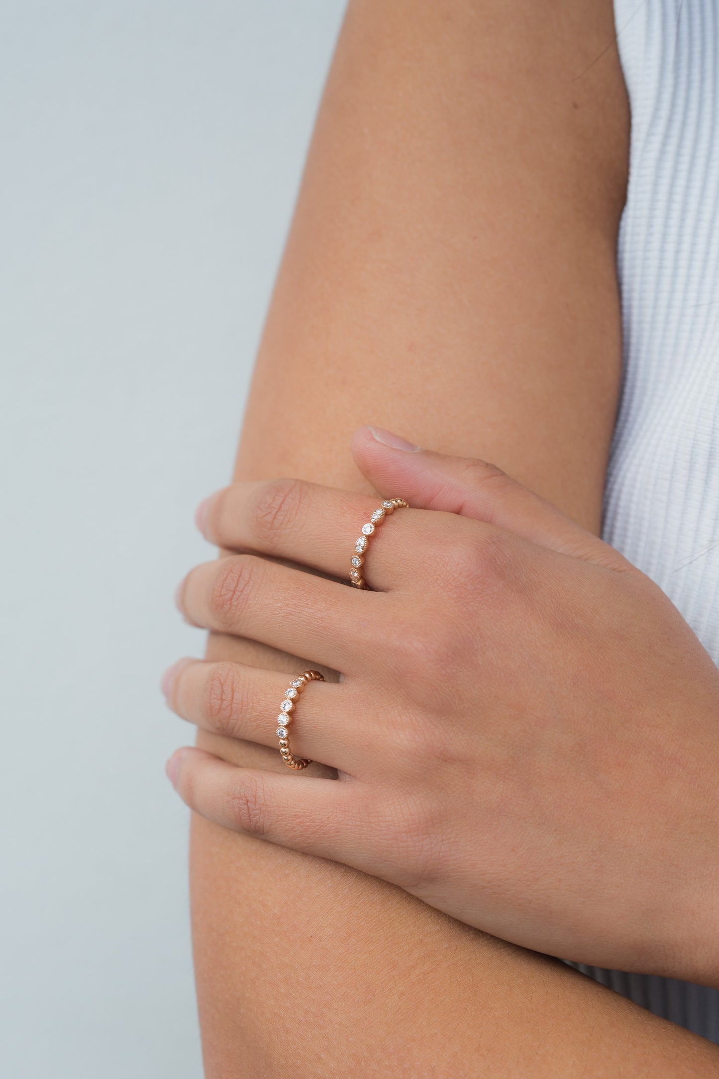 Diamond Bezel Band 18ct Rose Gold Millgrain F/SI Pania Fine Jewellery