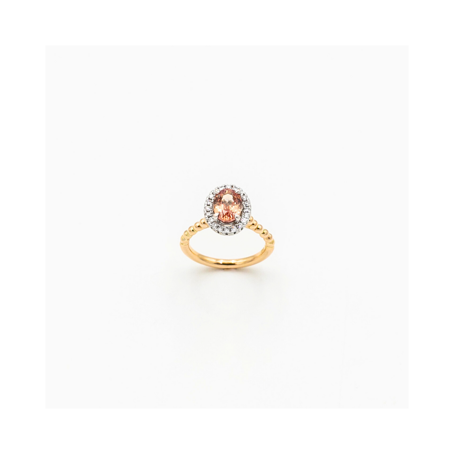 Peach Sapphire & Diamond Ring Handcrafted Pania Fine Jewellery Australia 