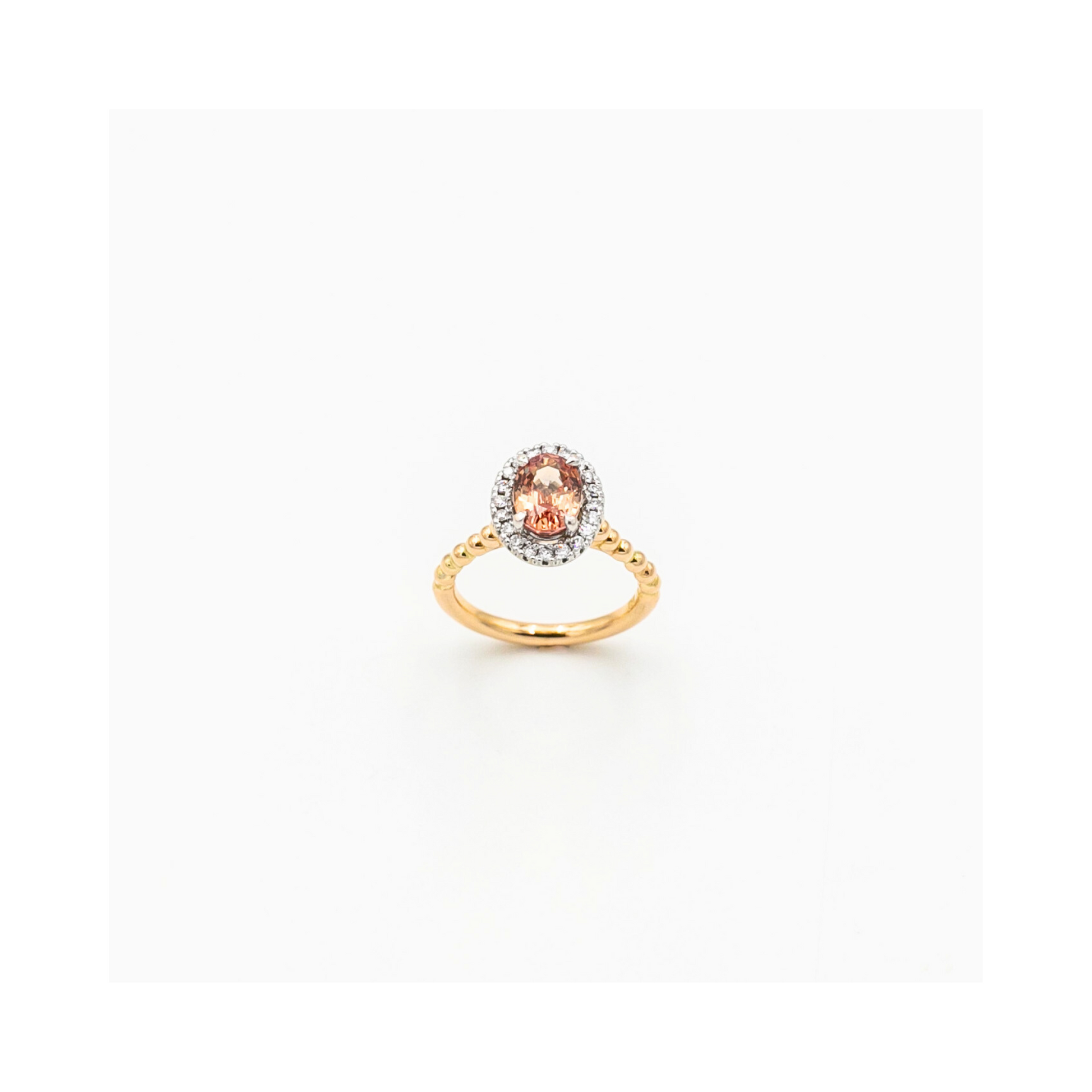 Peach Sapphire & Diamond Ring Handcrafted Pania Fine Jewellery Australia 