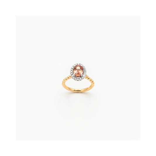 Peach Sapphire & Diamond Ring Handcrafted Pania Fine Jewellery Australia 