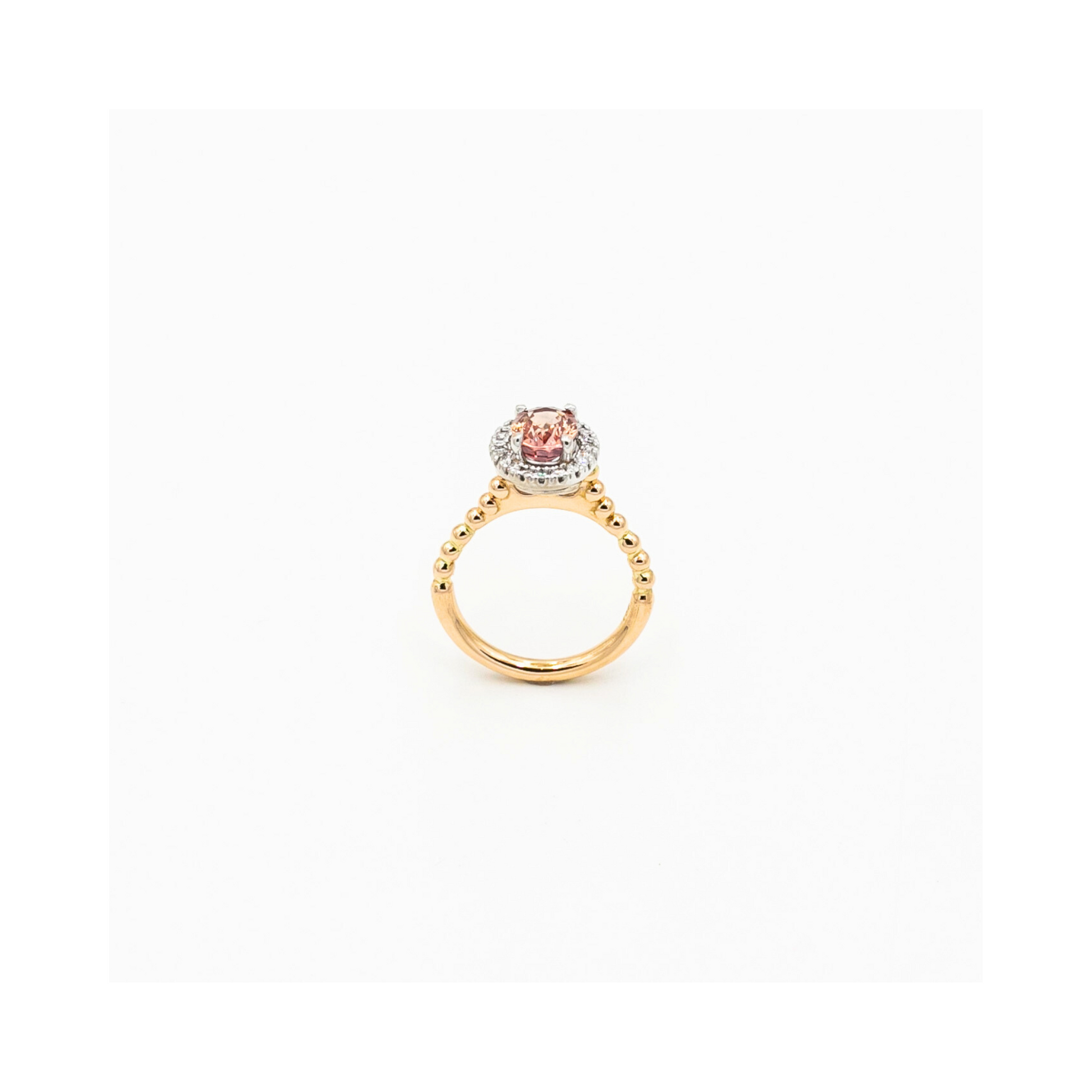 Peach Sapphire & Diamond Ring Handcrafted Pania Fine Jewellery Australia 