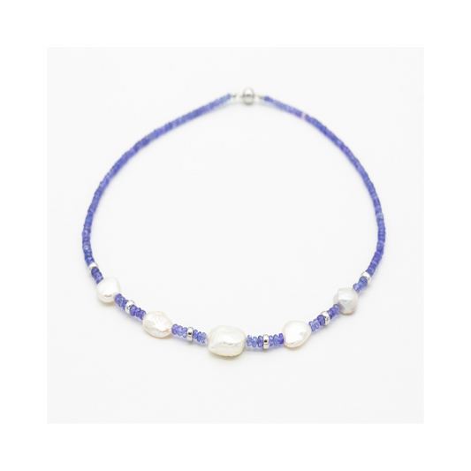 Tanzanite and Keshi Pearl Necklace Pania Fine Jewellery Australia 