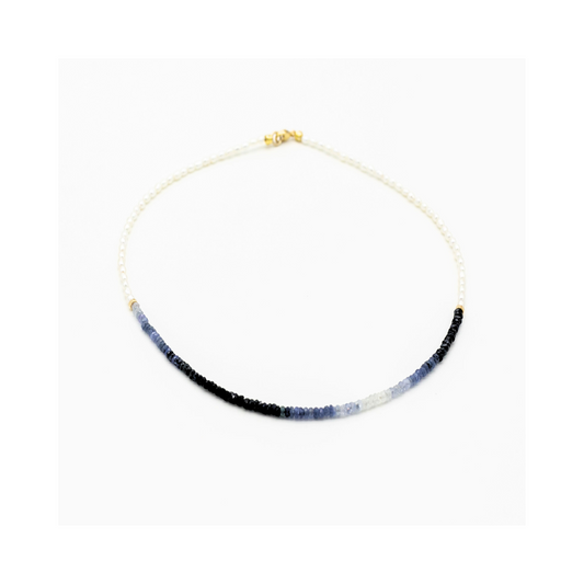 Ombre Sapphire and Seed Pearl Necklace Pania Fine Jewellery Australia 