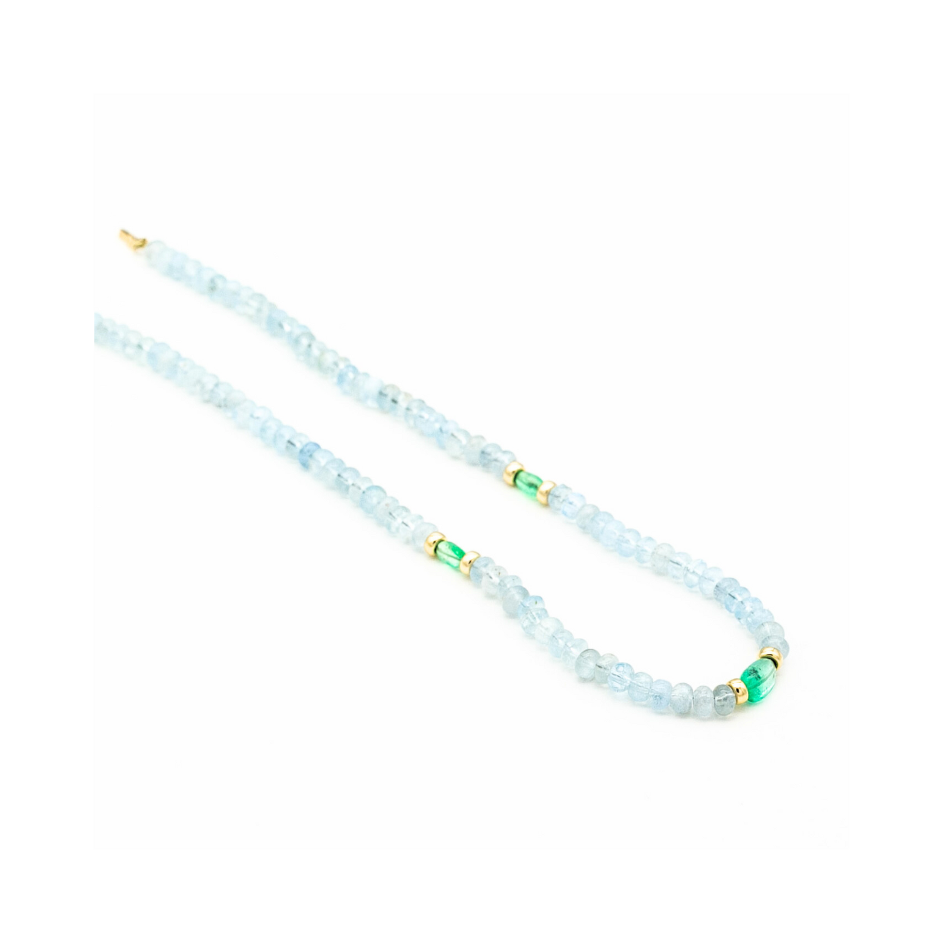 Emerald & Aquamarine Necklace Handcrafted Pania Fine Jewellery 