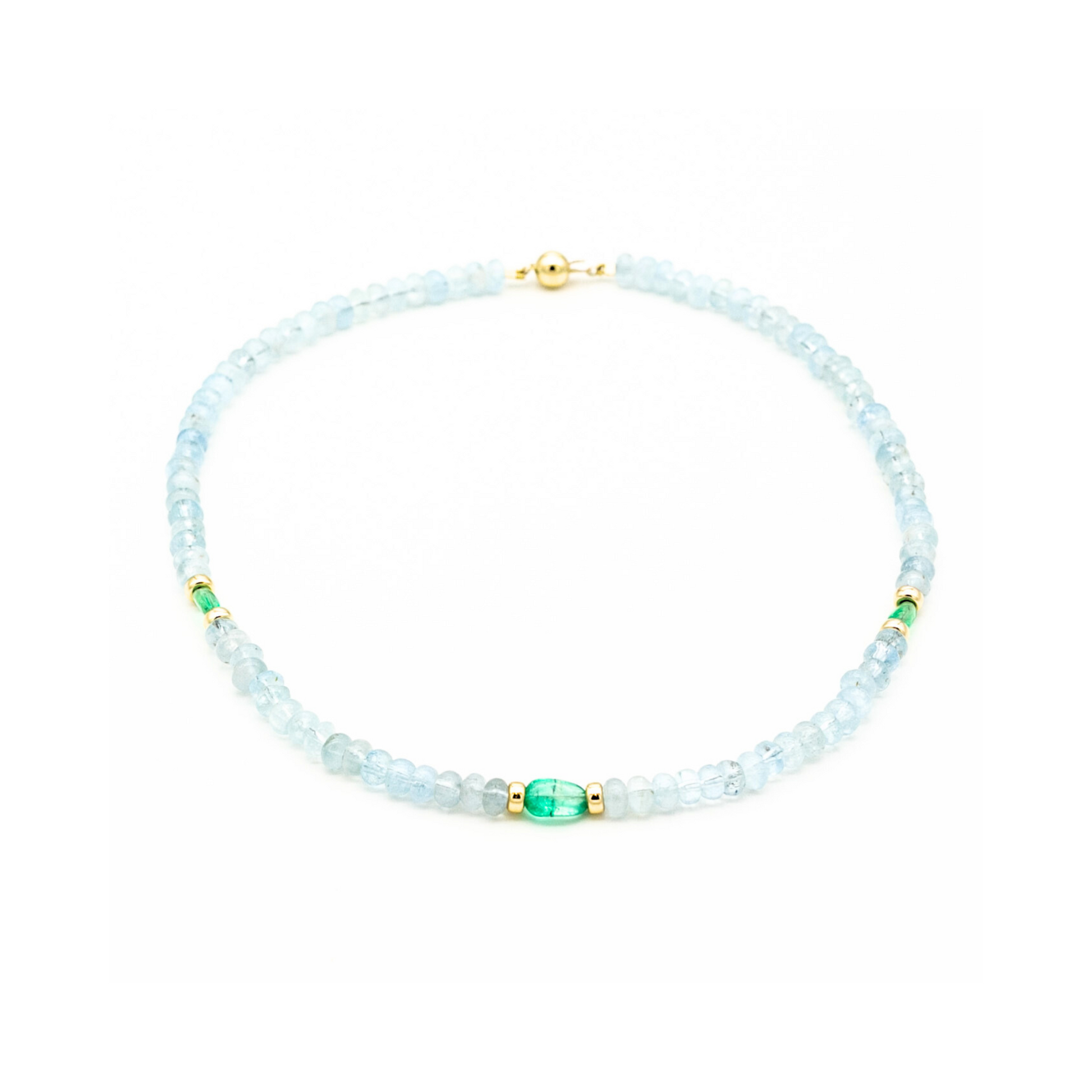 Emerald & Aquamarine Necklace Handcrafted Pania Fine Jewellery 