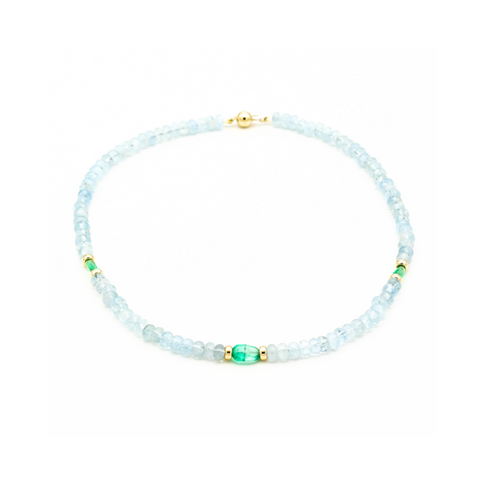 Emerald & Aquamarine Necklace Handcrafted Pania Fine Jewellery 
