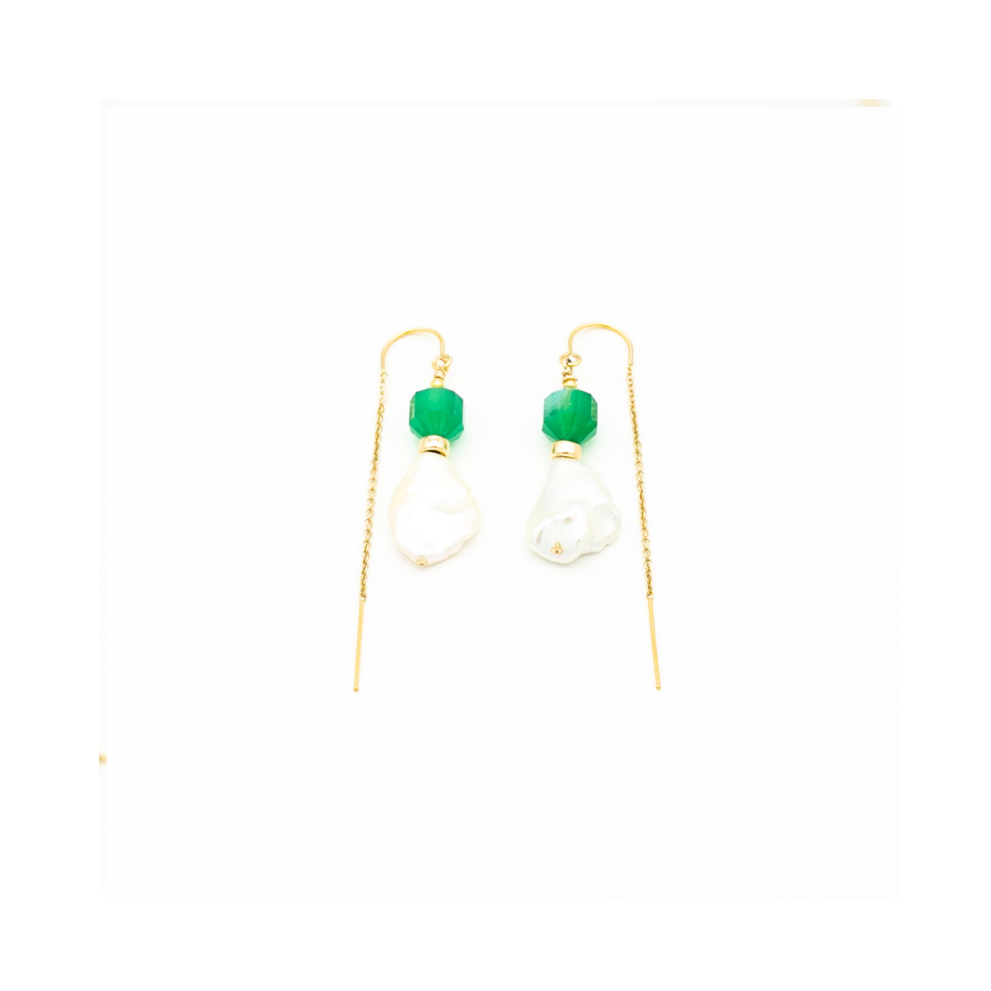 Keshi Pearl and Agate Drop Earrings
