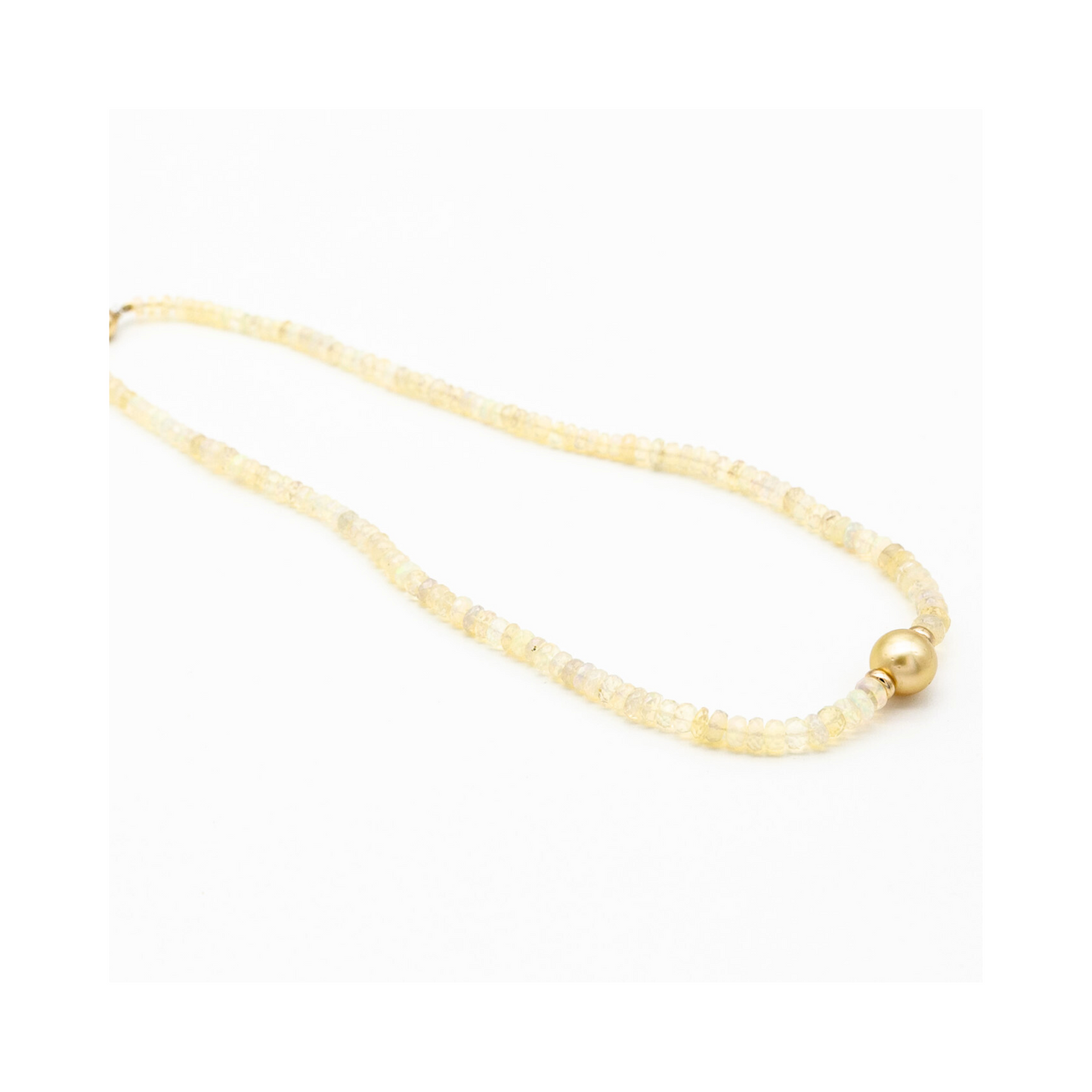 Golden South Sea Pearl & Opal Rondel Necklace Pania Fine Jewellery Australia 
